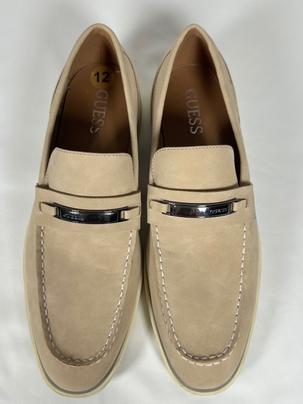 Guess Quido Light Tan Men's Casualized Slip On Faux Suede Loafers Size 12
